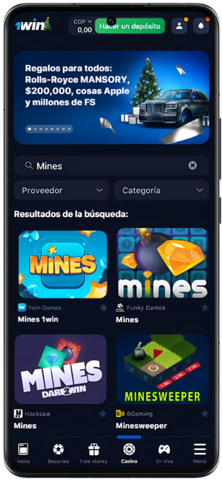 Captura de pantalla de 1win Mines