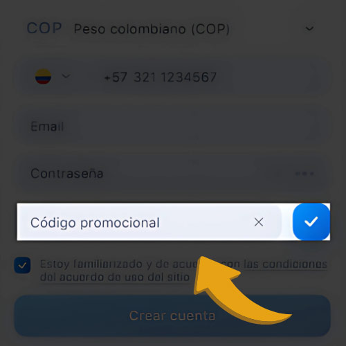 Instrucción Utiliza el código promocional