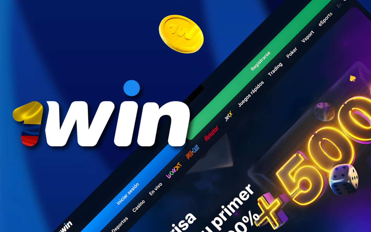 Banner de 1win Colombia con ofertas de apuestas deportivas, casino online y bonos de bienvenida para jugadores colombianos