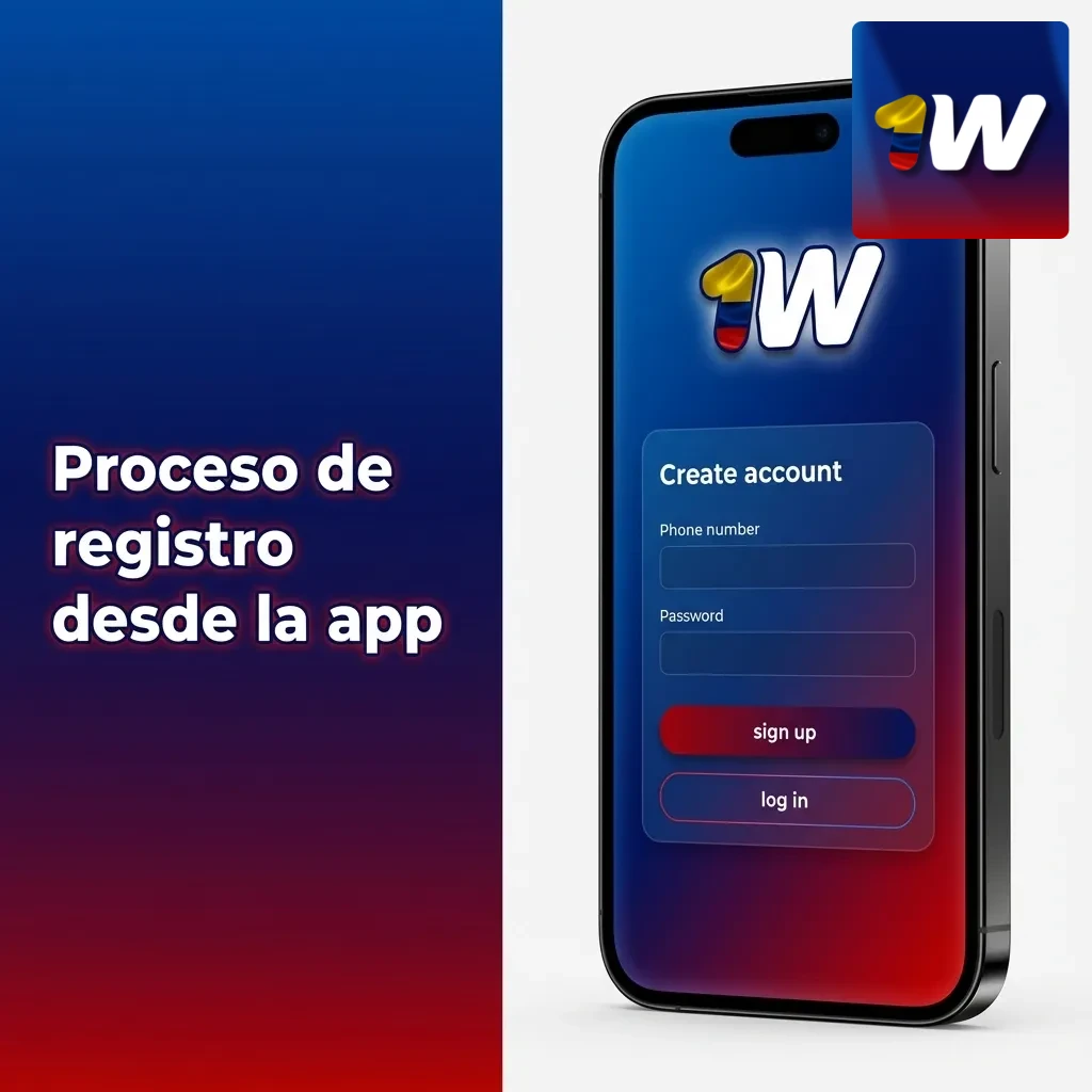 Ilustración de un móvil mostrando la app de apuestas y la secuencia de pasos para completar el registro de usuario