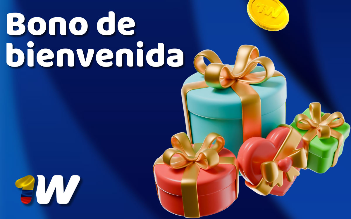 Pantalla de la app 1win mostrando bono de bienvenida con 500% extra para Deportes o Casino y giros gratis