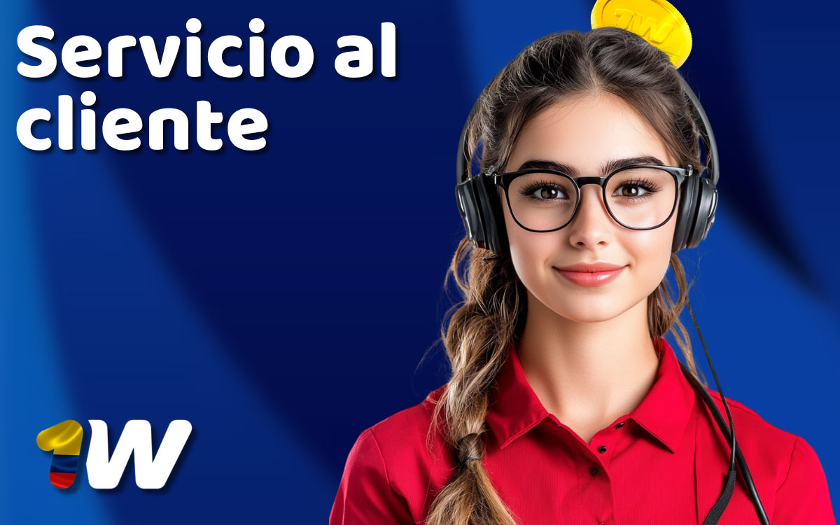 Iconos de chat, correo y ayuda representando el servicio al cliente en español de 1win para Colombia