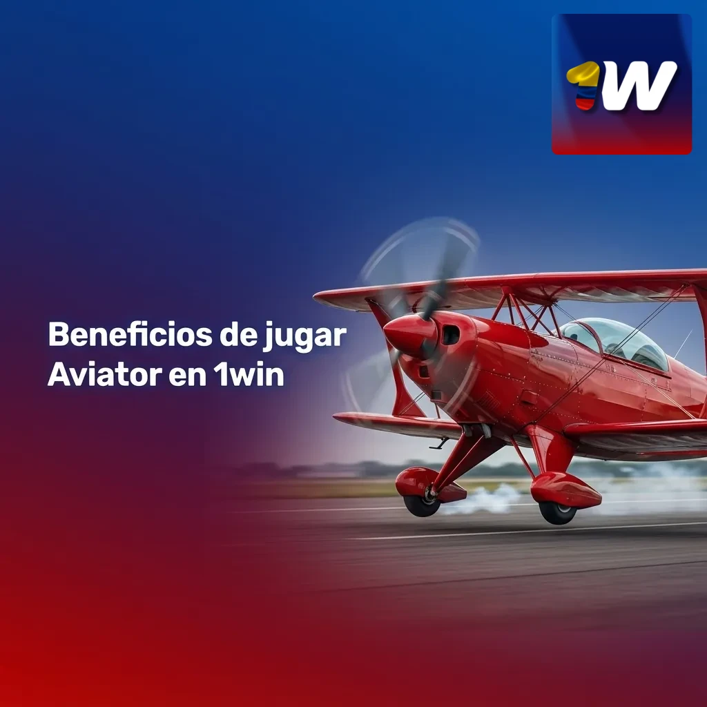 Infografía en español sobre beneficios de jugar Aviator en 1win: bono 500%, juego rápido, modo demo, móvil y PC.