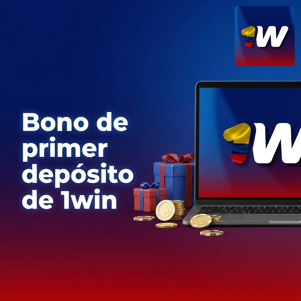 Banner de 1win que anuncia un bono de bienvenida del 500% en el primer depósito para usuarios de Colombia