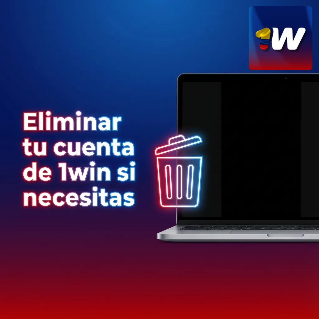 Pantalla de usuario cerrando su cuenta de 1win, con opciones de cierre temporal o definitivo y mensaje de confirmación.