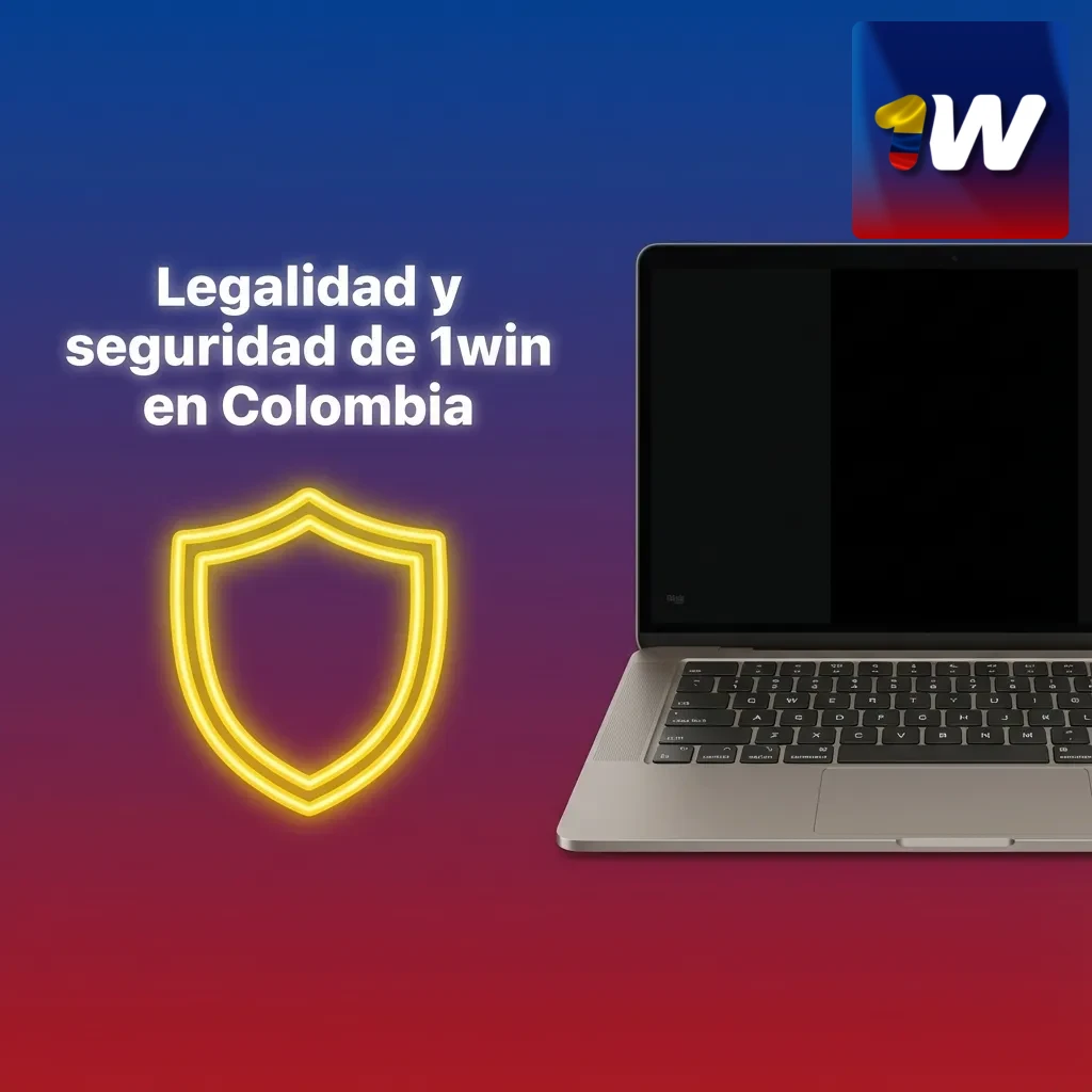 Ilustración sobre la seguridad y legalidad de 1win en Colombia con licencia de Curazao y cifrado SSL