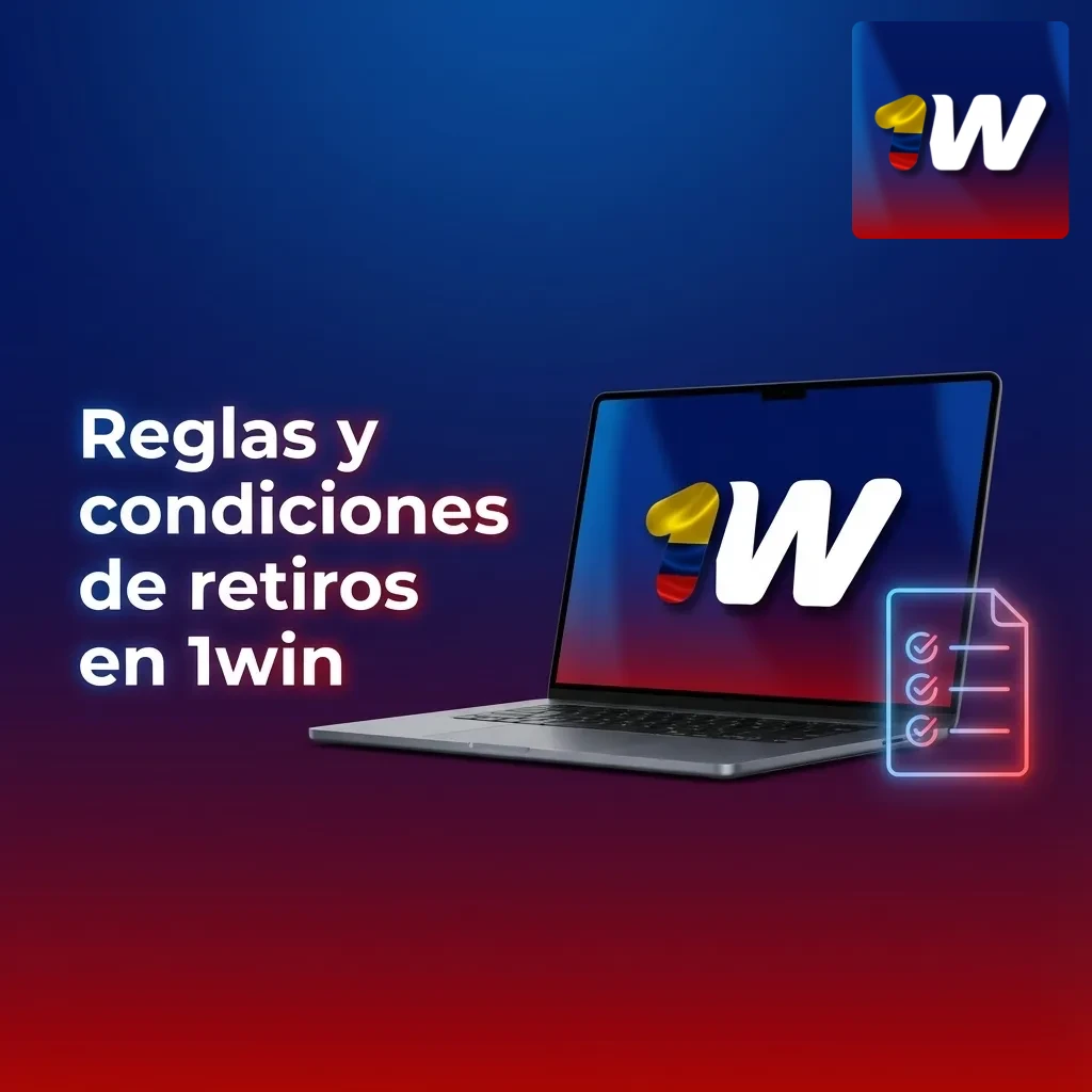 Ilustración sobre reglas de retiro en 1win Colombia: verificación KYC, límites, bonos y seguridad contra fraude.