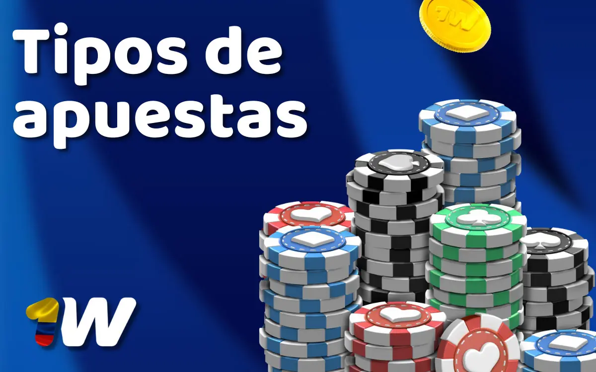 Infografía en español que explica apuestas sencillas, combinadas y de sistema en la casa de apuestas 1win