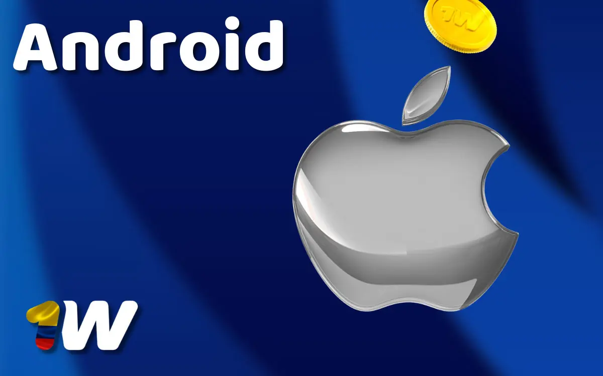 Ilustración de iPhone y iPad con la app 1win abierta y un botón de descarga desde App Store y acceso directo web